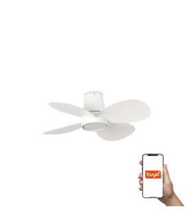 Klover Small 4 Blade Ceiling Fan Matt White with Light 2700 - 4000 - 6500K Tuya Smart System-1