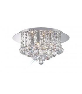 Flush Ceiling, 350mm Round, 4 Light G9 Polished Chrome, Crystal - 1