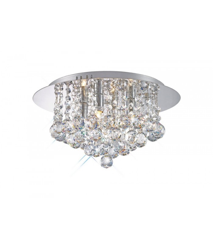 Flush Ceiling, 350mm Round, 4 Light G9 Polished Chrome, Crystal - 1