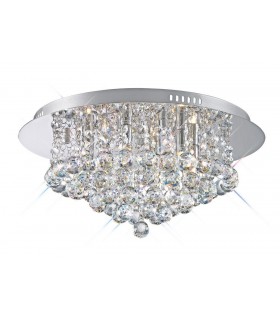 Flush Ceiling, 450mm Round, 6 Light G9 Polished Chrome, Crystal - 1