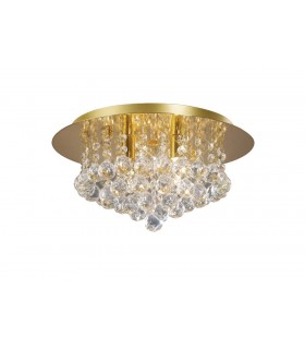 Flush Ceiling, 350mm Round, 4 Light G9 Crystal French Gold - 1