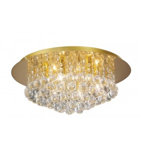 Flush Ceiling, 450mm Round, 6 Light G9 Crystal French Gold - 1