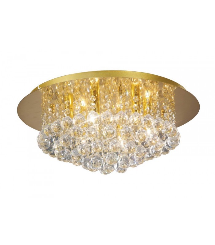 Flush Ceiling, 450mm Round, 6 Light G9 Crystal French Gold - 1