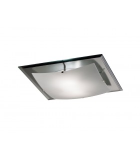 Flush Ceiling, 420mm Square, 3 Light E27 Frosted, Smoked Mirror - 1