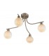 Semi Flush Ceiling 4 Light E14 Satin Nickel, Round Swirl Pattern Fosted Glass - 1