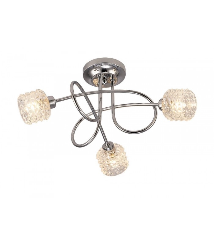 Semi Flush Ceiling 3 Light G9 Polished Chrome, Clear Textured Glass - 1