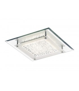 LED Flush Ceiling Light, 280mm Square, 12W 960lm 4000K Polished Chrome, Crystal - 1