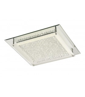 LED Flush Ceiling Light, 420mm Square, 21W 1680lm 4000K Polished Chrome, Crystal - 1