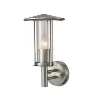 Wall Lamp 1 Light E27 IP44 Exterior Stainless Steel, Clear - 1