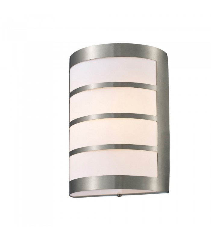 Flush Wall Lamp 1 Light E27 IP44 Exterior Louvre Design Stainless Steel, Opal - 1