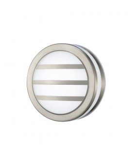 Round LED Flush Ceiling Light, Wall Lamp 2.4W IP44 Exterior Louvre Design Stainless Steel, Opal - 1