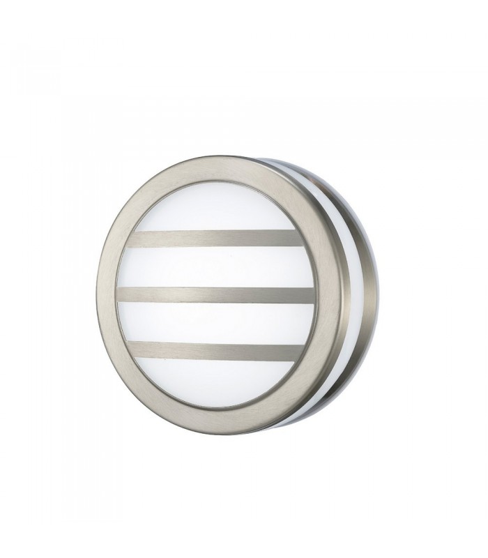 Round LED Flush Ceiling Light, Wall Lamp 2.4W IP44 Exterior Louvre Design Stainless Steel, Opal - 1