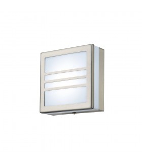 Square LED Flush Ceiling Light, Wall Lamp 2.4W IP44 Exterior Louvre Design Stainless Steel, Opal - 1