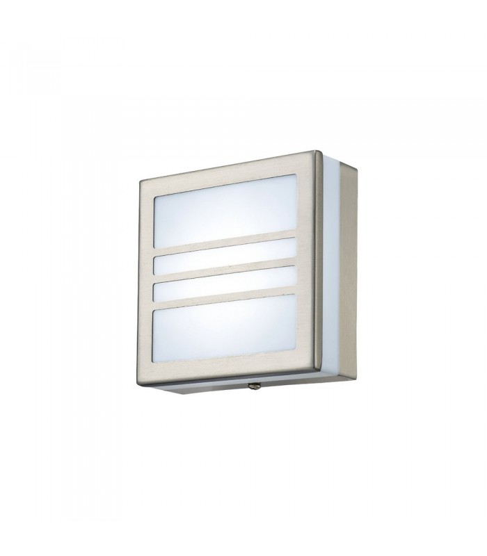 Square LED Flush Ceiling Light, Wall Lamp 2.4W IP44 Exterior Louvre Design Stainless Steel, Opal - 1