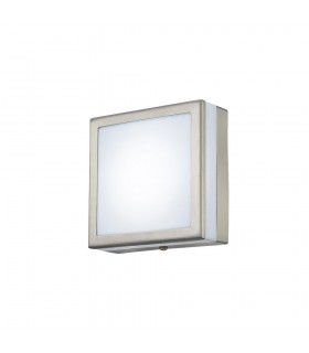 Square LED Flush Ceiling Light, Wall Lamp 2.4W IP44 Exterior Plain Design Stainless Steel, Opal - 1