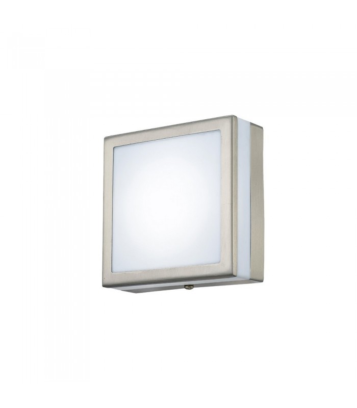 Square LED Flush Ceiling Light, Wall Lamp 2.4W IP44 Exterior Plain Design Stainless Steel, Opal - 1