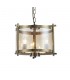 Cylindrical Ceiling Pendant 3 Light E14 Antique Brass, Amber Glass - 1