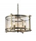 Cylindrical Ceiling Pendant 4 Light E14 Antique Brass, Amber Glass - 1
