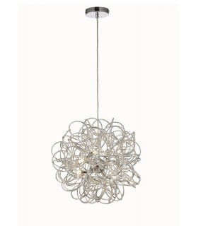 Ceiling Pendant Spherical Interwinding Aluminium 6 Light G9 Silver, Chrome - 1