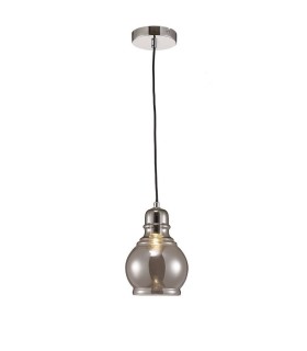 Small Dome Ceiling Pendant E27 Polished Chrome, Smoke Glass - 1