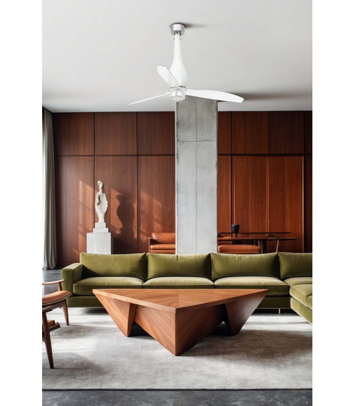 Eterfan 128cm Ceiling Fan Gloss White, Transparent Blades 3000K