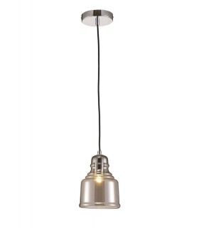 Bell Ceiling Pendant E27 Polished Chrome, Smoke Glass - 1