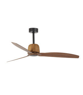 Weaver 128cm Smart Ceiling Fan Matt Black, Walnut Blades