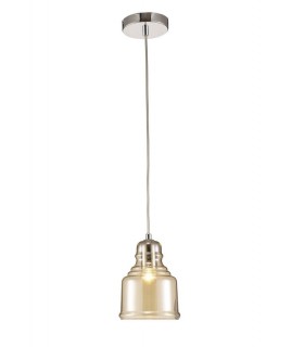 Bell Ceiling Pendant E27 Polished Chrome, Cognac Glass - 1