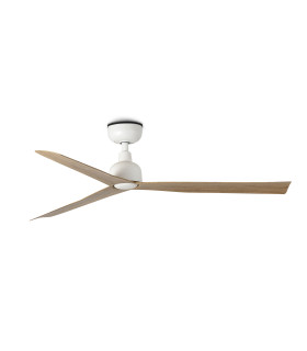 Marine 125cm Smart Ceiling Fan Matt White, Oak Blades, IP44