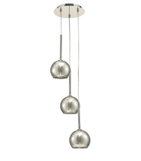 Ceiling Cluster Pendant 3 Light Cluster G9 Polished Chrome, Smoke Glass - 1