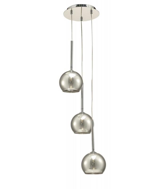 Ceiling Cluster Pendant 3 Light Cluster G9 Polished Chrome, Smoke Glass - 1