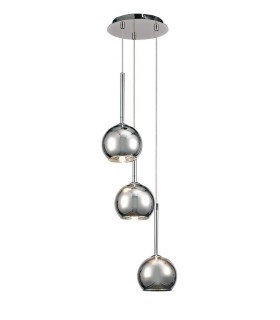 Ceiling Cluster Pendant 3 Light Cluster G9 Polished Chrome, Chrome Plated Glass - 1
