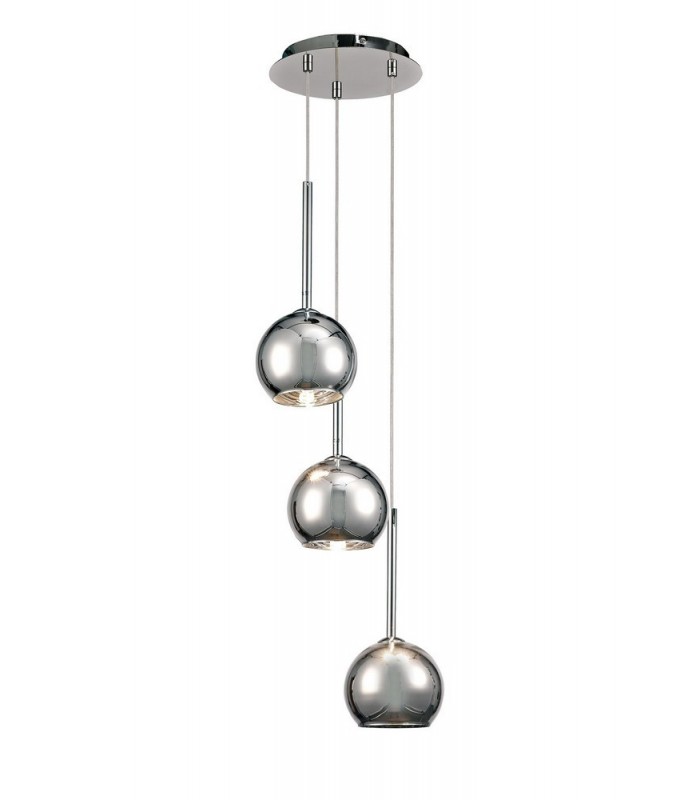 Ceiling Cluster Pendant 3 Light Cluster G9 Polished Chrome, Chrome Plated Glass - 1