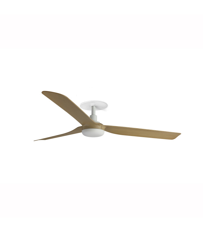 Punt Recessed 130cm Ceiling Fan Matt White, Maple Blades