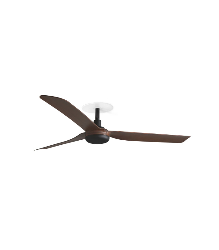Punt Recessed 130cm Ceiling Fan Matt Black, Walnut Blades