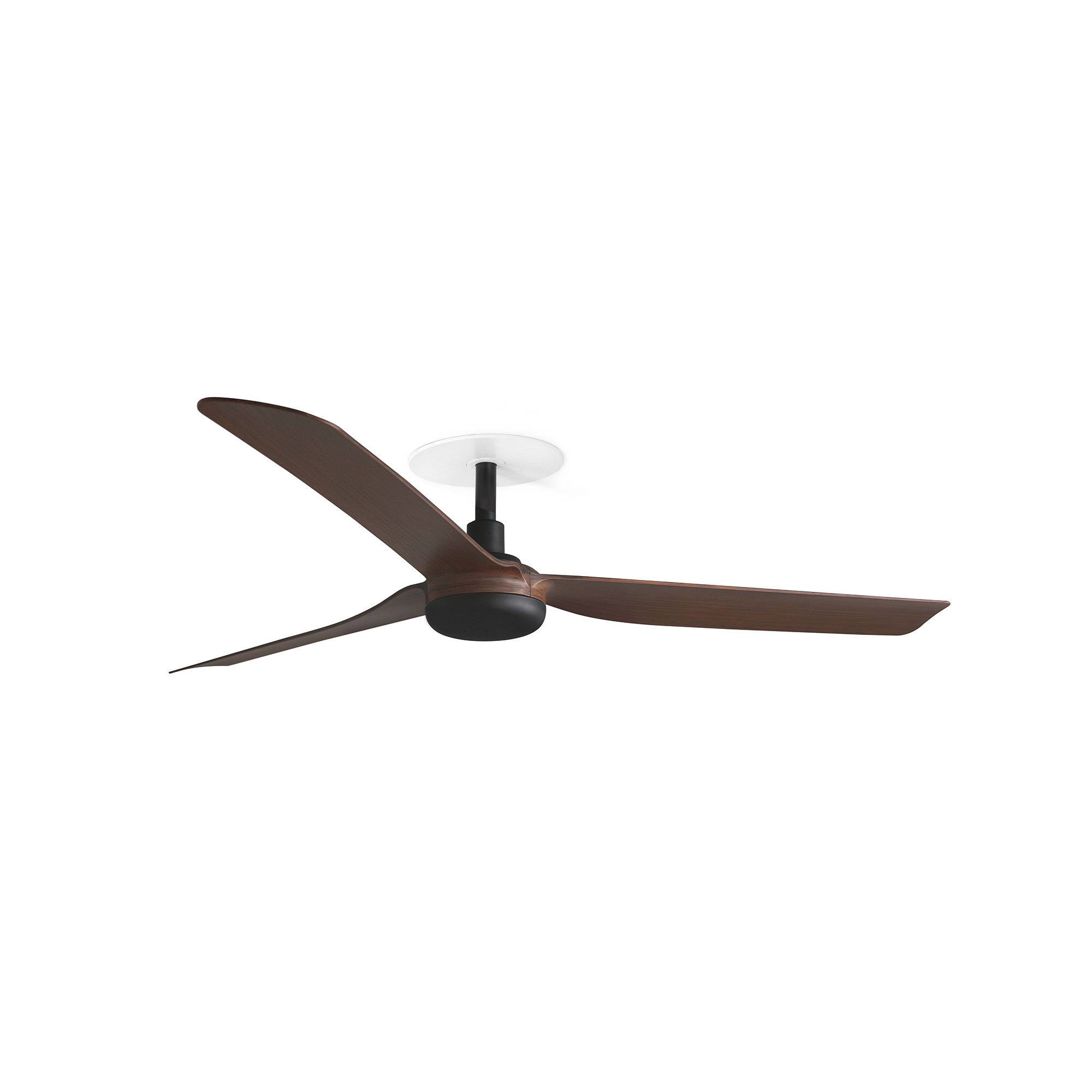 Punt Recessed 130cm Ceiling Fan Matt Black, Walnut Blades