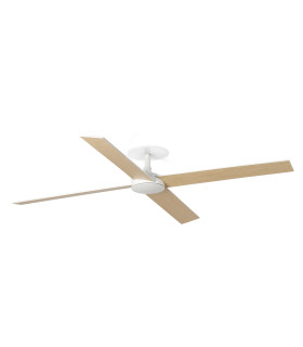 Rudder Recessed 132cm Ceiling Fan Matt White, Ash Wood Blades, 4 Blade Reversible