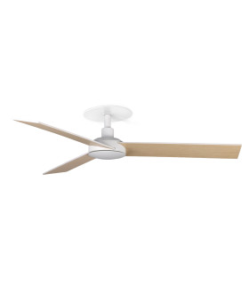 Rudder Recessed 106cm Ceiling Fan Matt White, Ash Wood Blades, 3 Blade Reversible