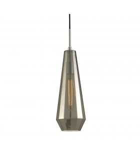 Slim Cone Ceiling Pendant Polished Chrome, Smoke Black Glass - 1