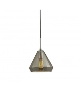 Medium Cone Ceiling Pendant E27 Polished Chrome, Smoke Black Glass - 1