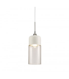 Tube Ceiling Pendant 1 Light E27 White, Clear Glass - 1