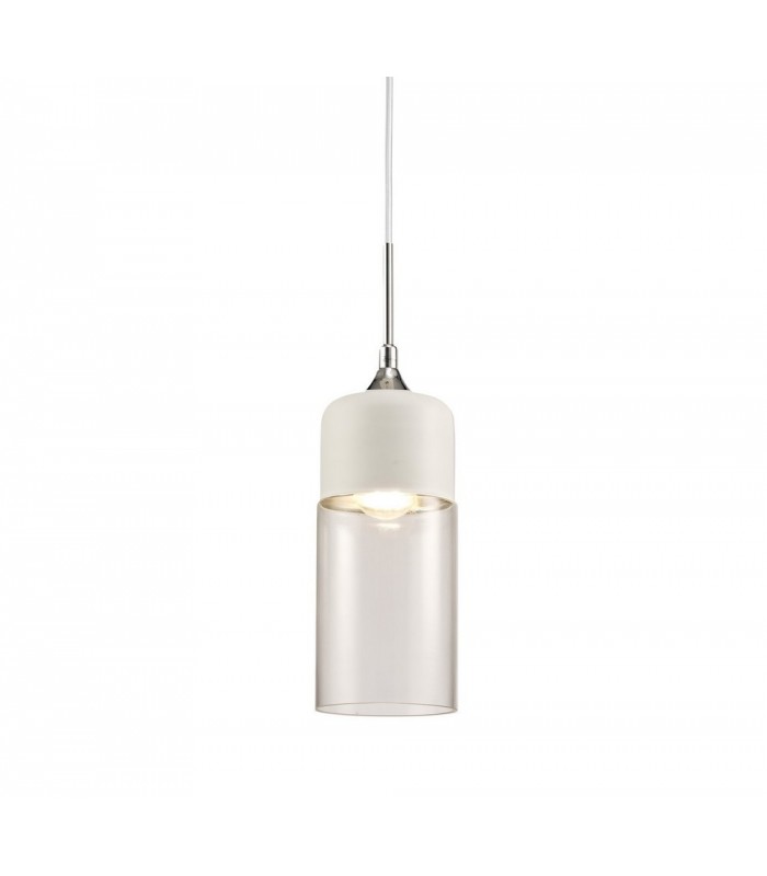 Tube Ceiling Pendant 1 Light E27 White, Clear Glass - 1