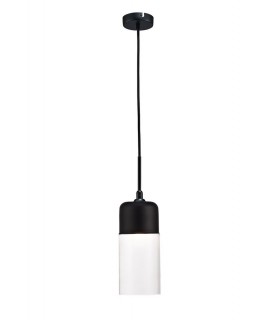Tube Ceiling Pendant 1 Light E27 Black, Clear Glass - 1