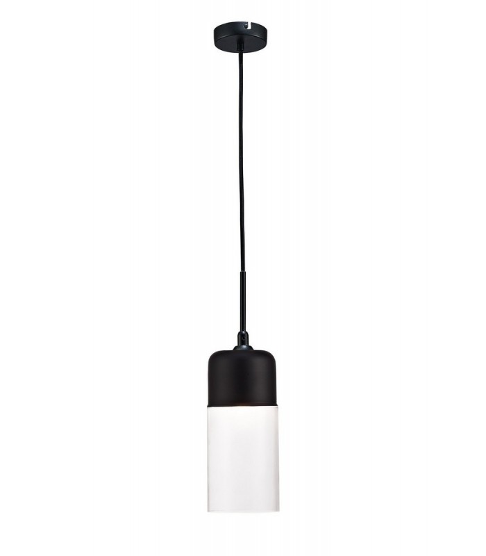 Tube Ceiling Pendant 1 Light E27 Black, Clear Glass - 1