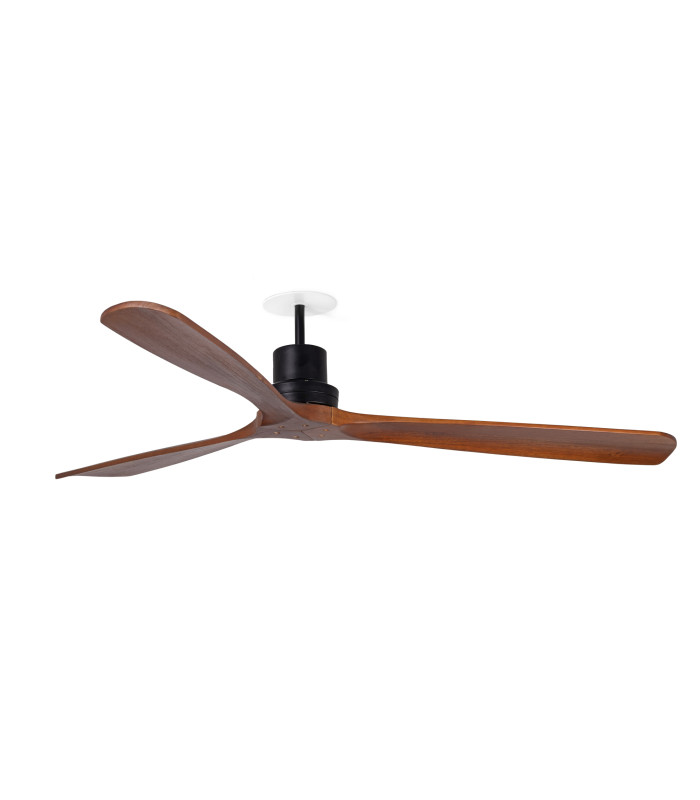 Lantau Recessed 132cm Ceiling Fan Matt Black, Walnut Blades