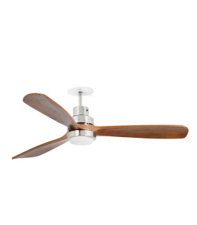 Lantau Recessed 132cm Ceiling Fan Matt Nickel, Walnut Blades 3000K