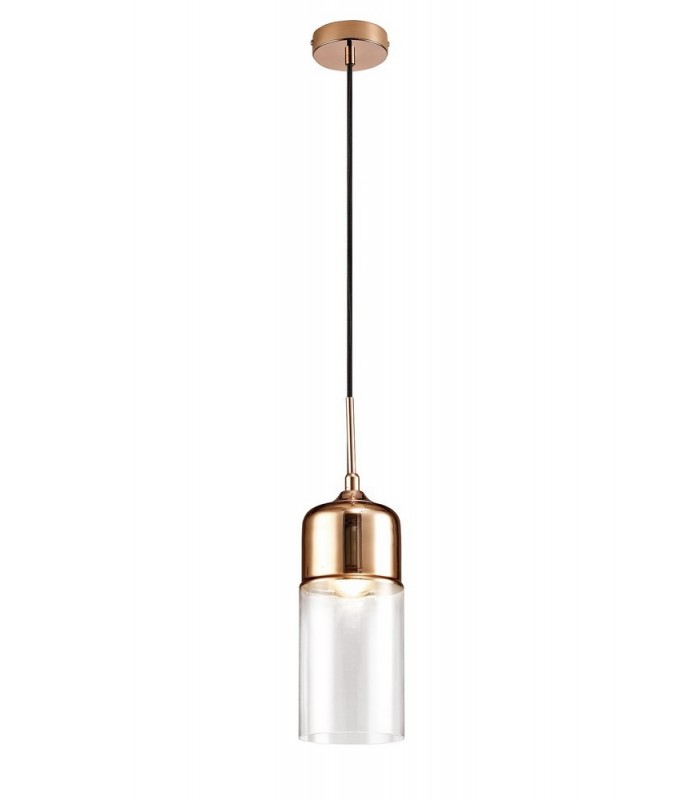 Tube Ceiling Pendant 1 Light E27 Bronze, Clear Glass - 1