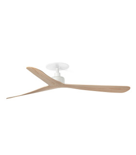 Rocker Recessed 132cm Ceiling Fan Matt White, Ash Wood Blades