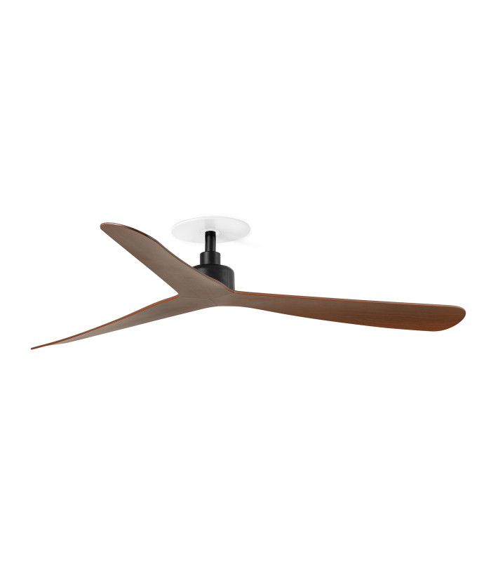 Rocker Recessed 132cm Ceiling Fan Matt Black, Walnut Blades