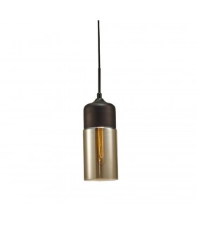 Tube Ceiling Pendant 1 Light E27 Polished Chrome, Black, Smoke Glass - 1